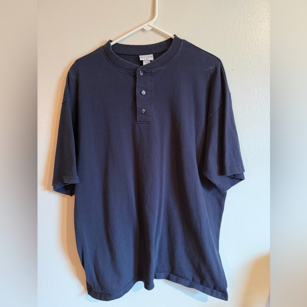 Anvil Men's Dark Blue Henley Shirt